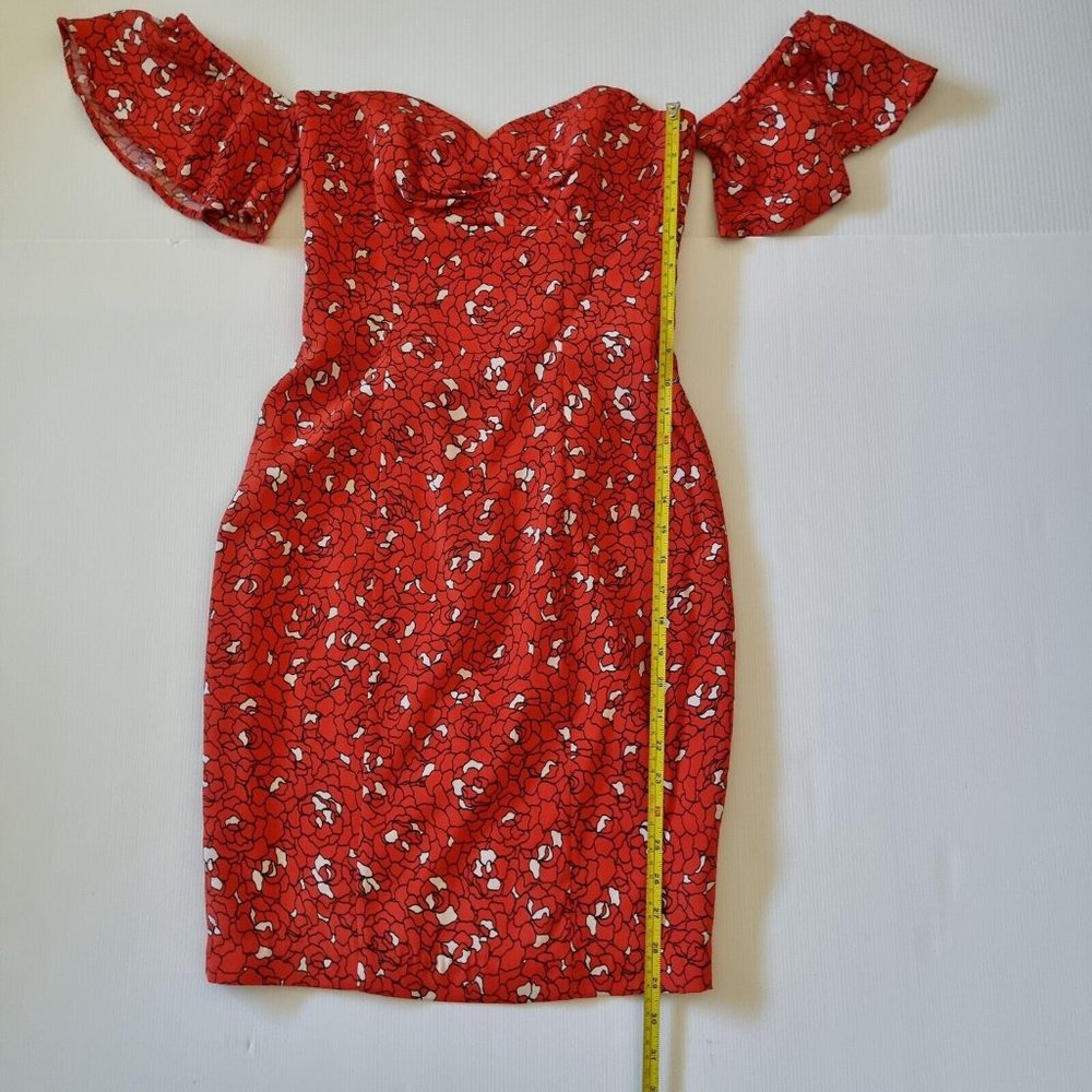 Kookai ALLEGRA Dress Size 36 Au 8 Blogger Favourite Red Off Shoulder Sweetheart - Picture 7 of 16